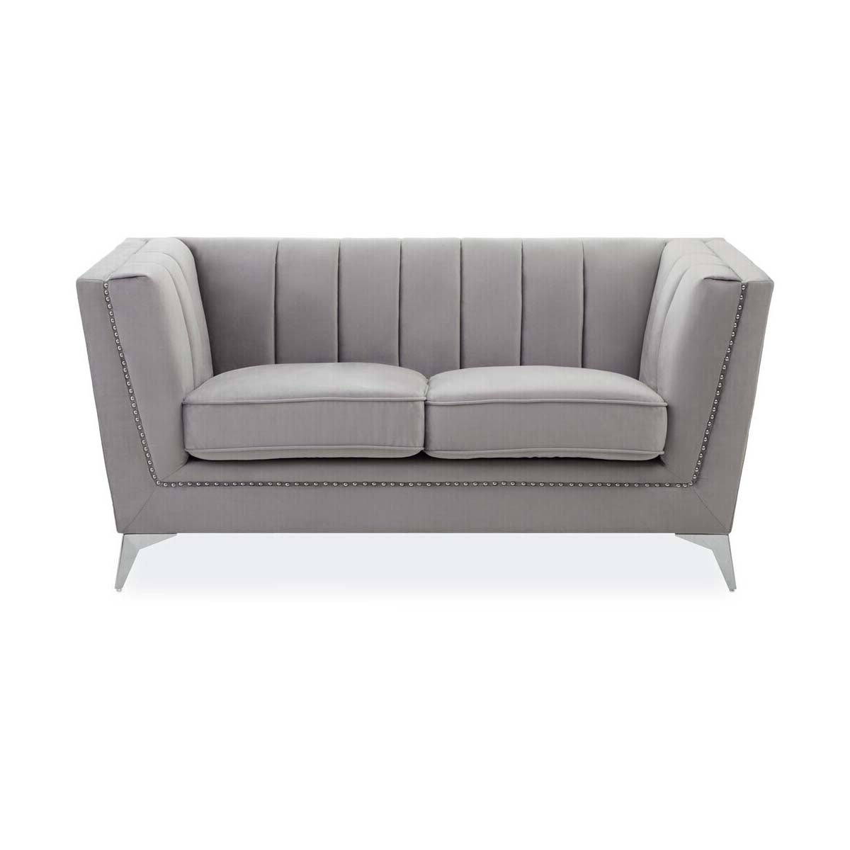 Hansa Two Seat Grey Velvet Sofa