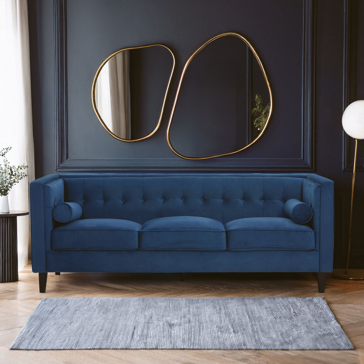 Helia Blue Velvet Sofa