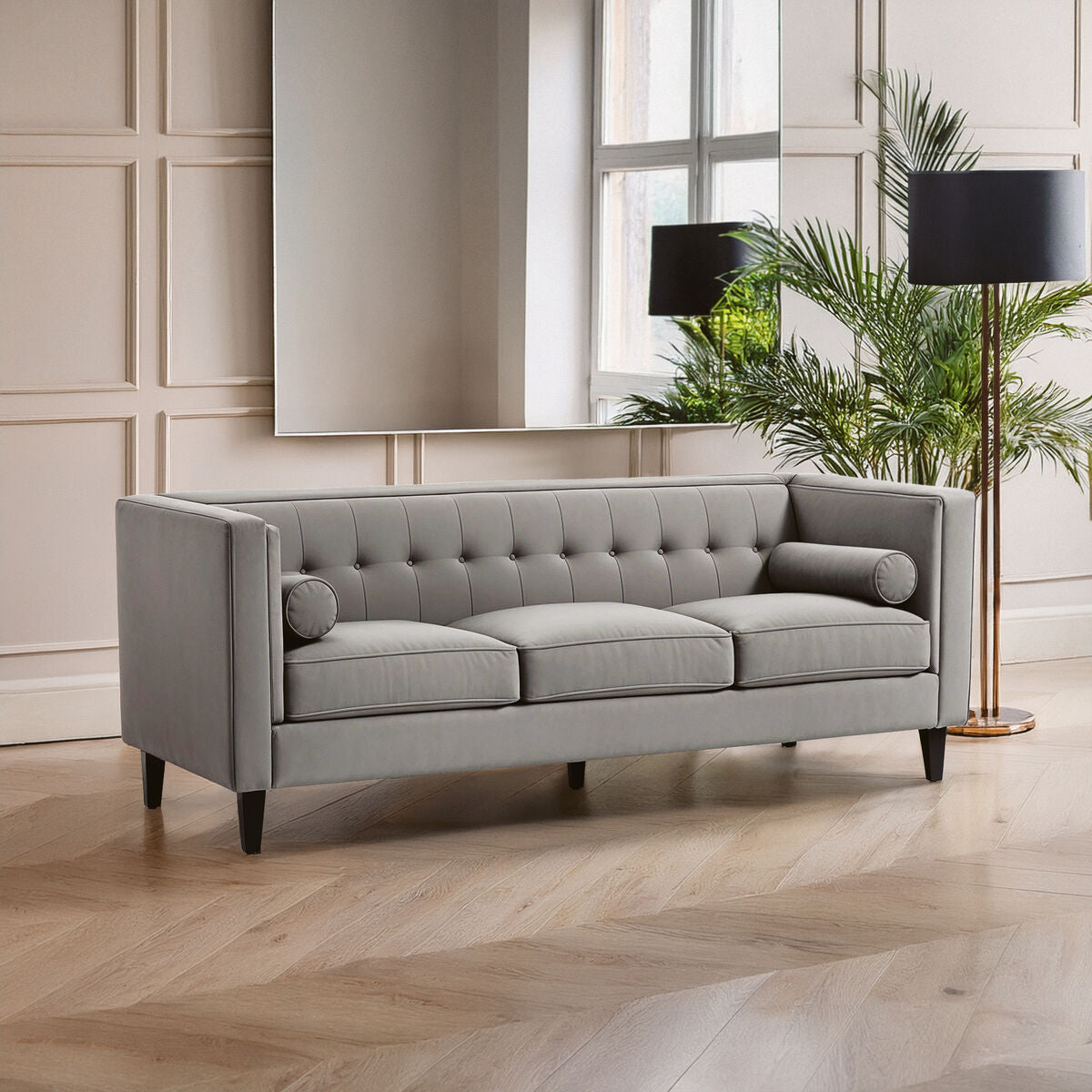 Helia Grey Velvet Sofa