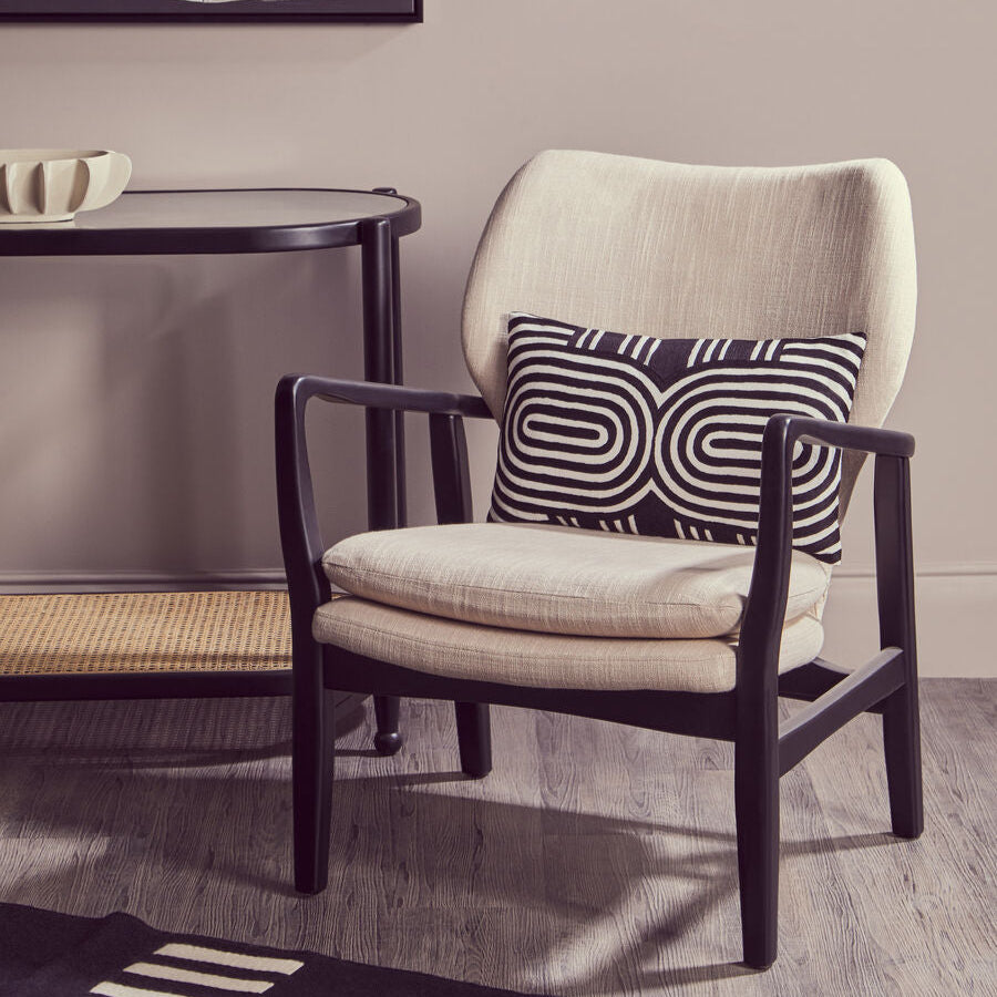 Stockholm Beige Chair With Black Wooden Frame