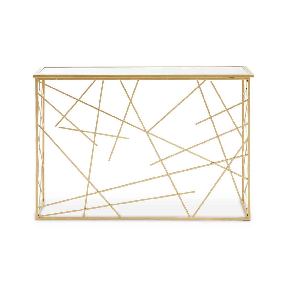 Farran Gold Finish Console Table With Mirror Top