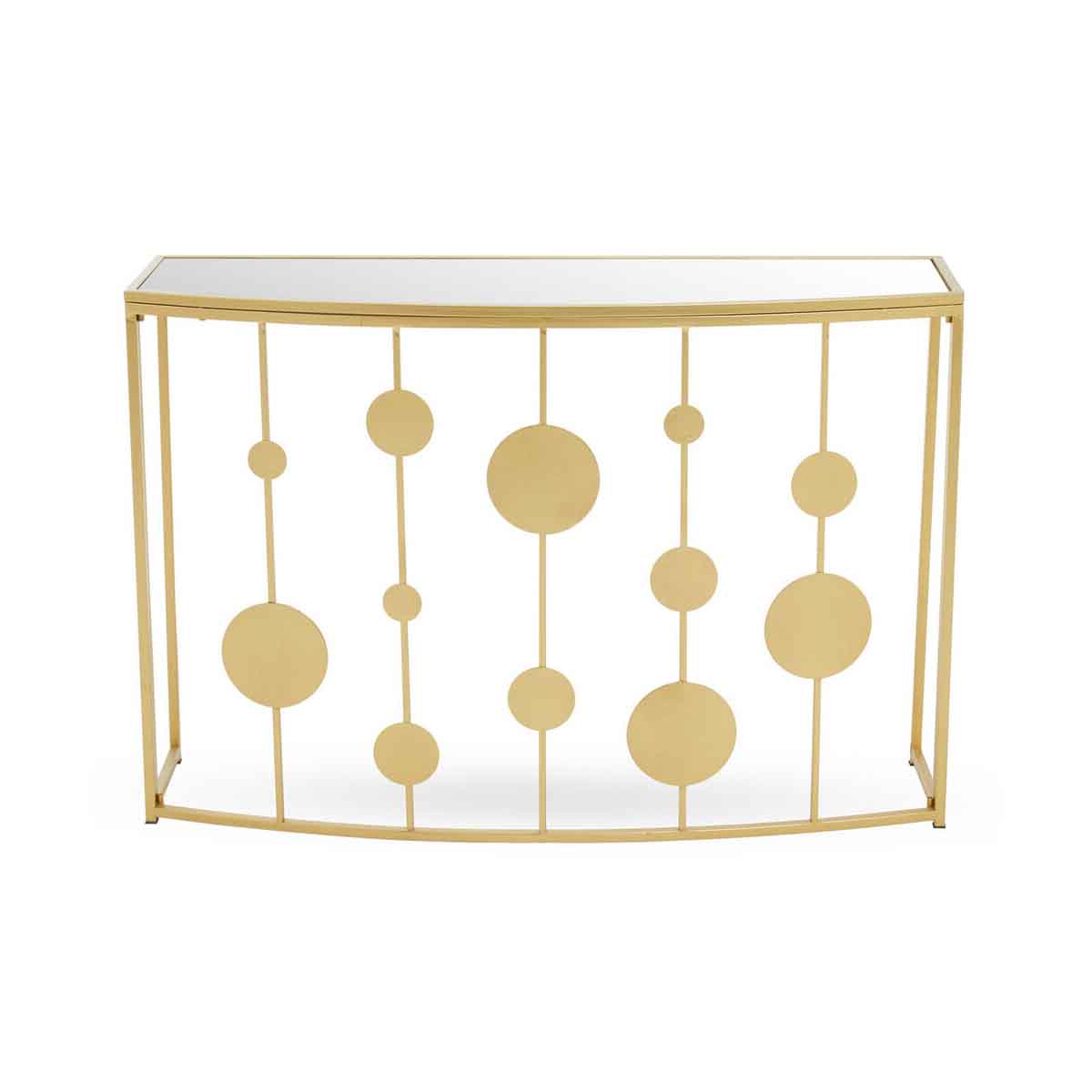 Farran Champagne Gold Finish Console Table With Mirror Top