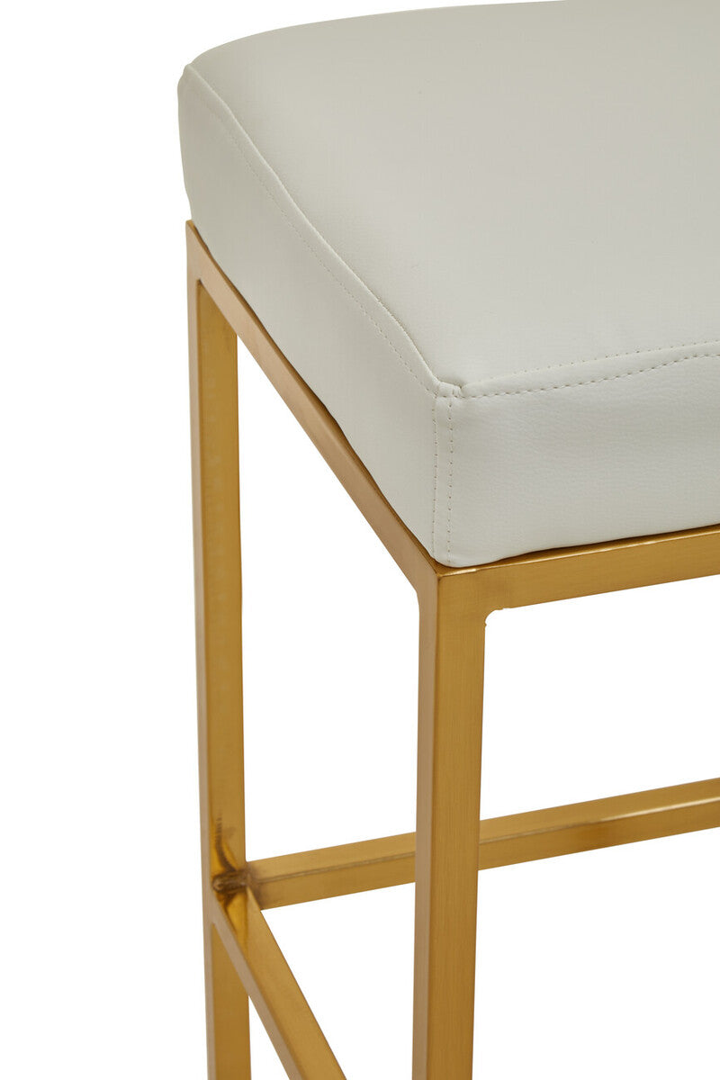 Baina White And Gold Finish Bar Stool