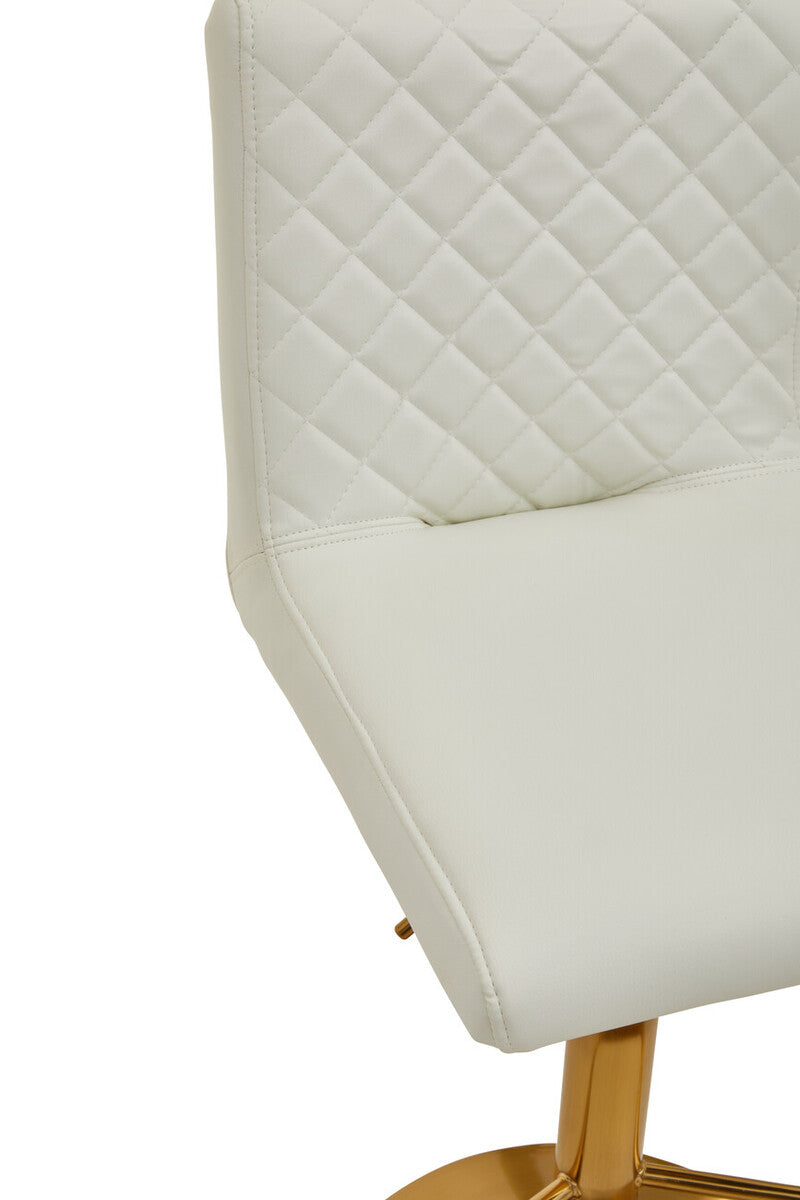 Baina White And Gold Bar Stool With Round Base
