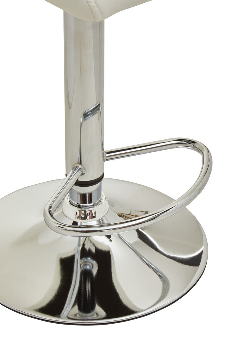Baina White And Chrome Bar Stool With Round Base