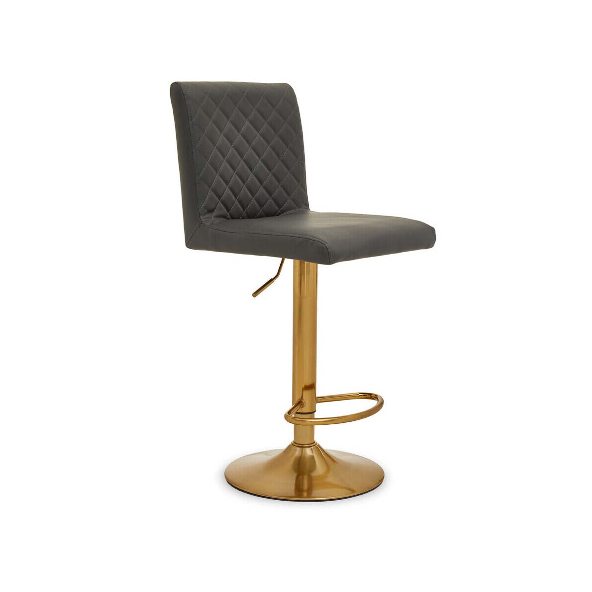 Baina Dark Grey And Gold Bar Stool With Round Base