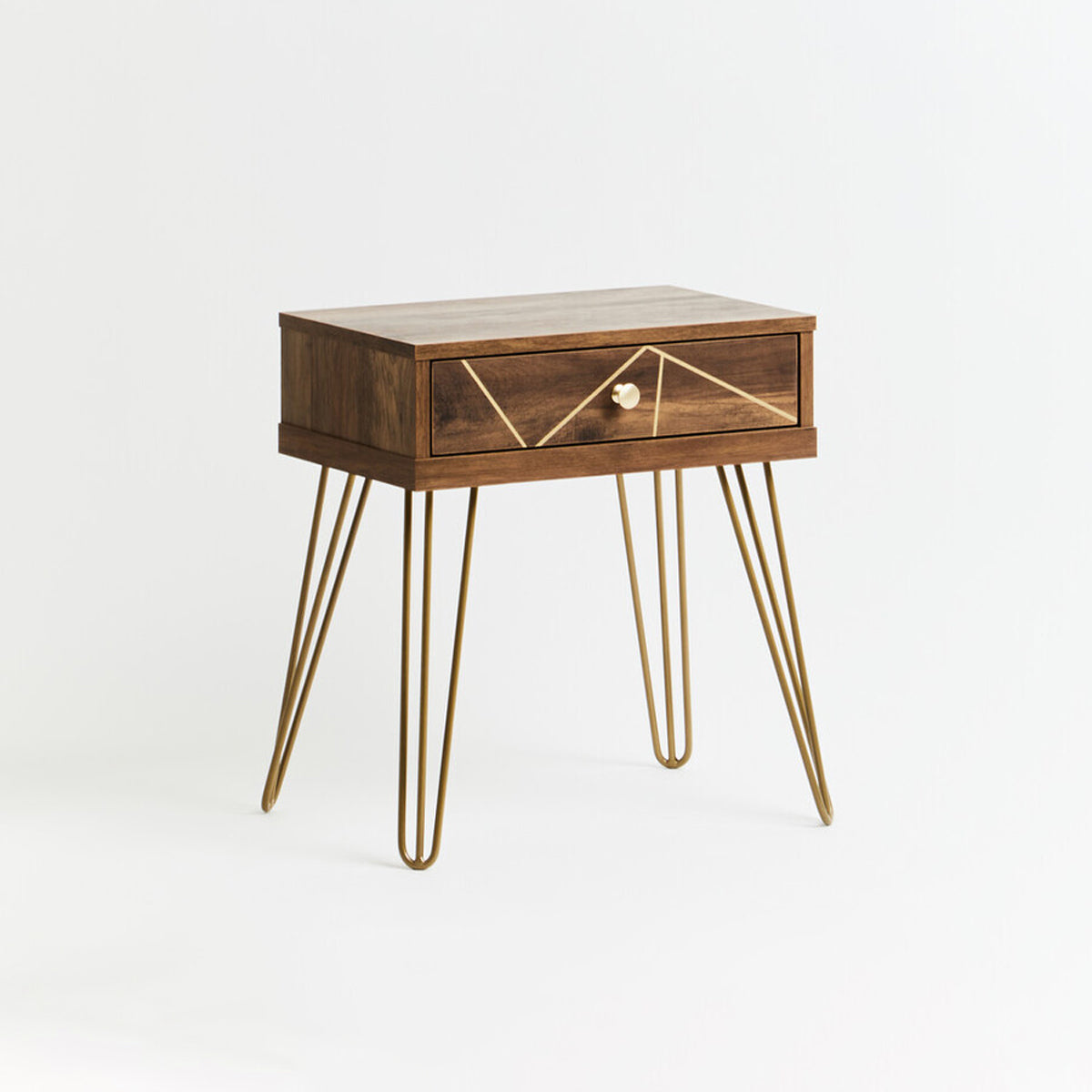 Flori 1 Drawer Side Table with Hairpin Legs