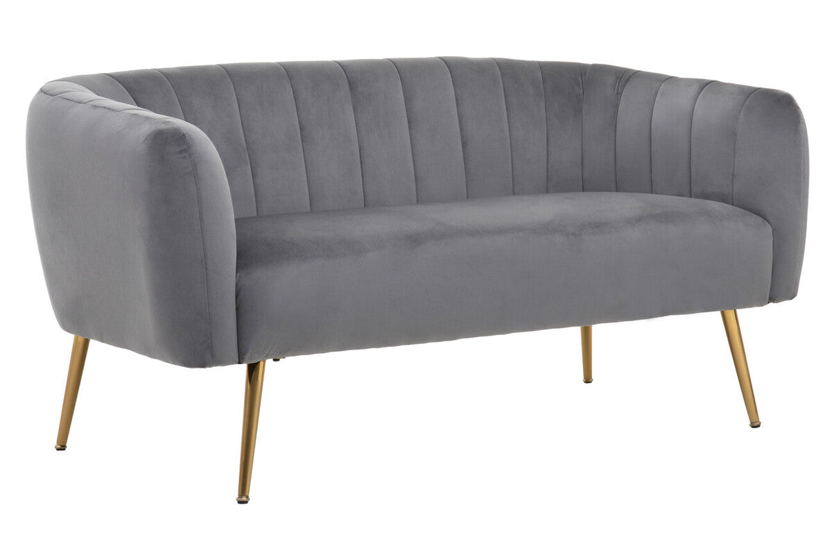 Larissa Two Seat Grey Velvet Sofa