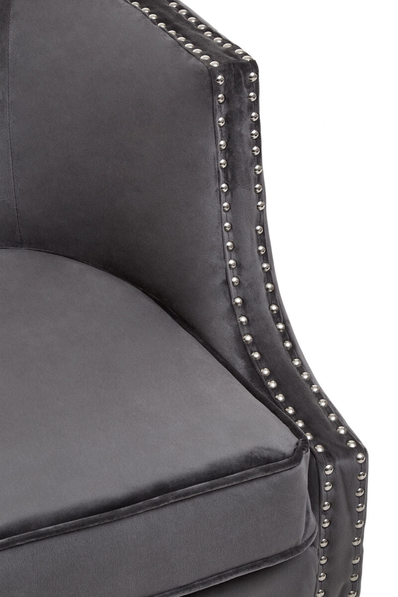 Larissa Grey Velvet Studded Chair