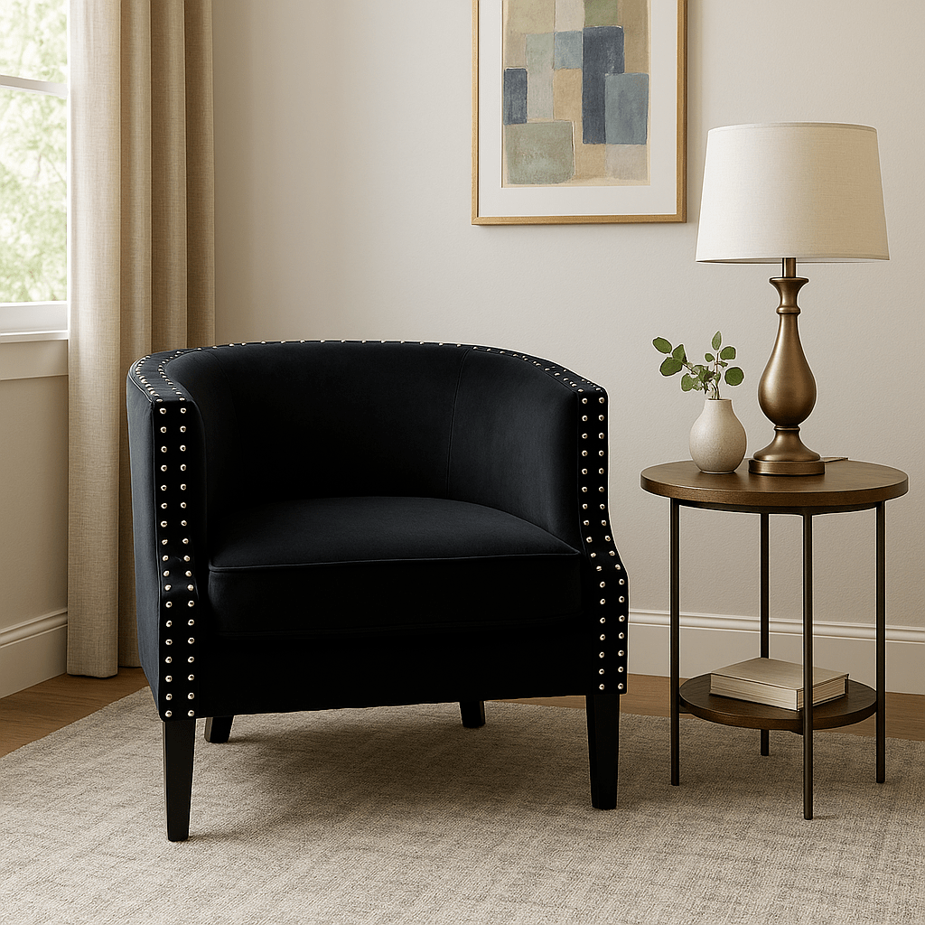 Larissa Black Velvet Studded Chair