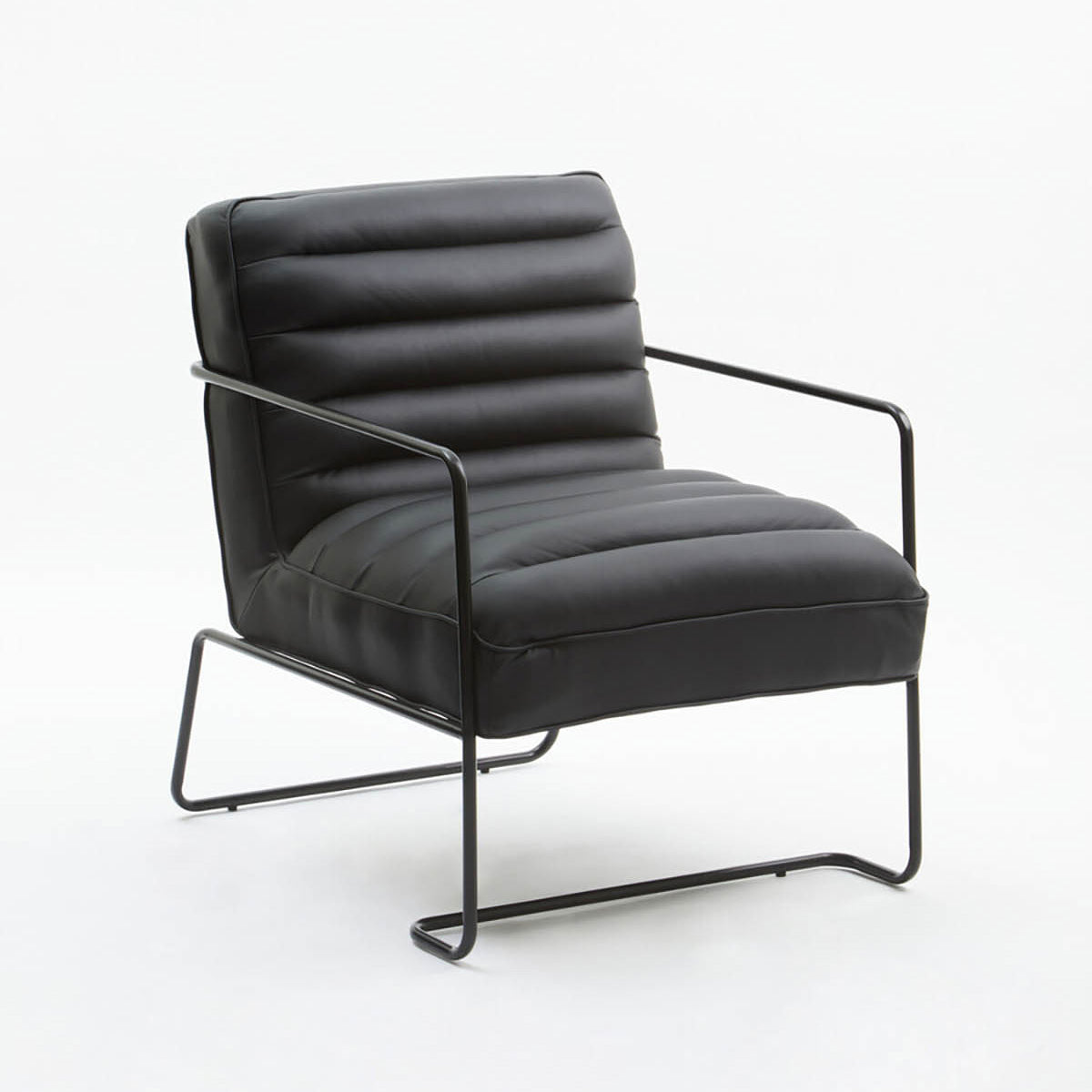 New Foundry Black leather Effect and Metal Frame Chair