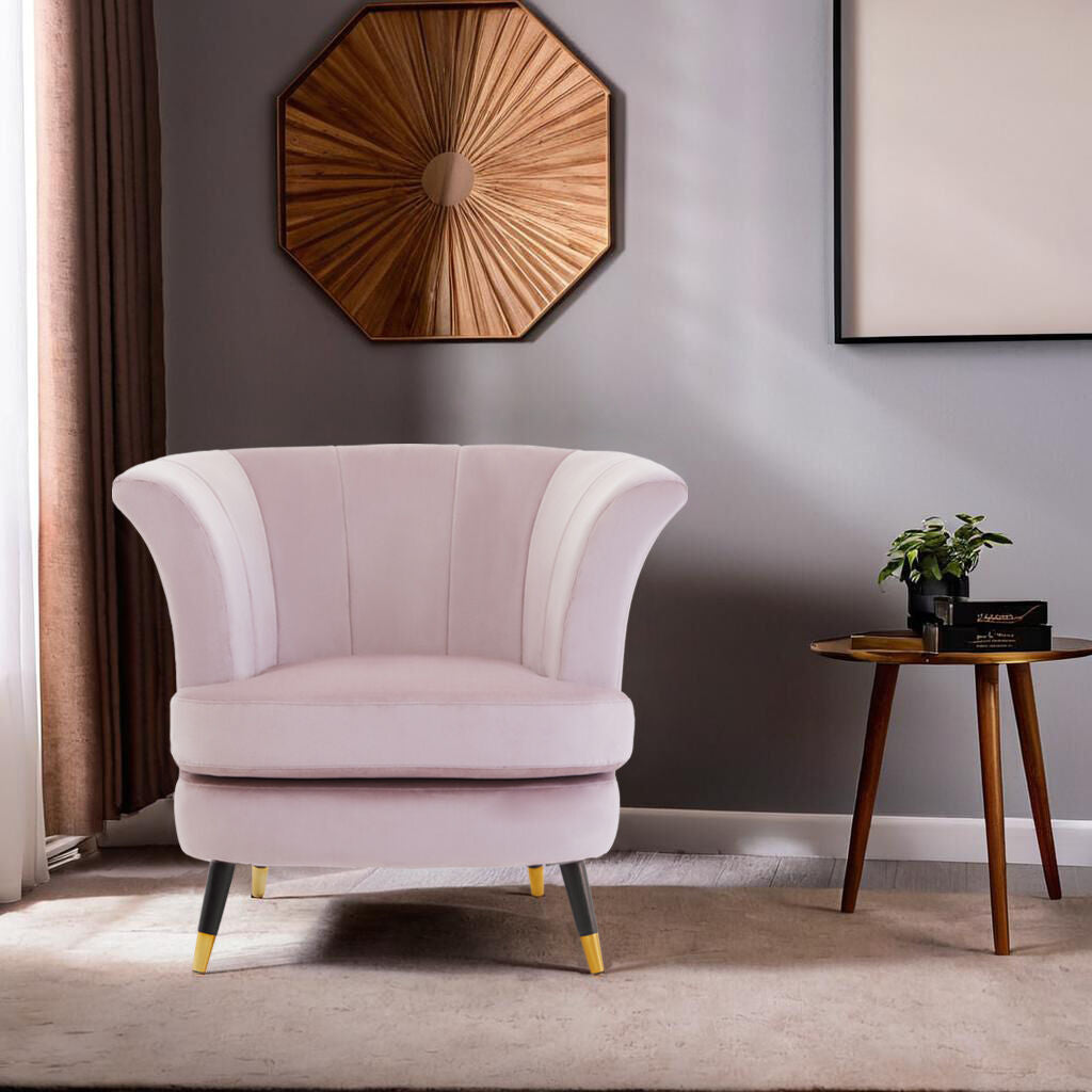 Loretta Dusky Pink Velvet Curved Accent Chair