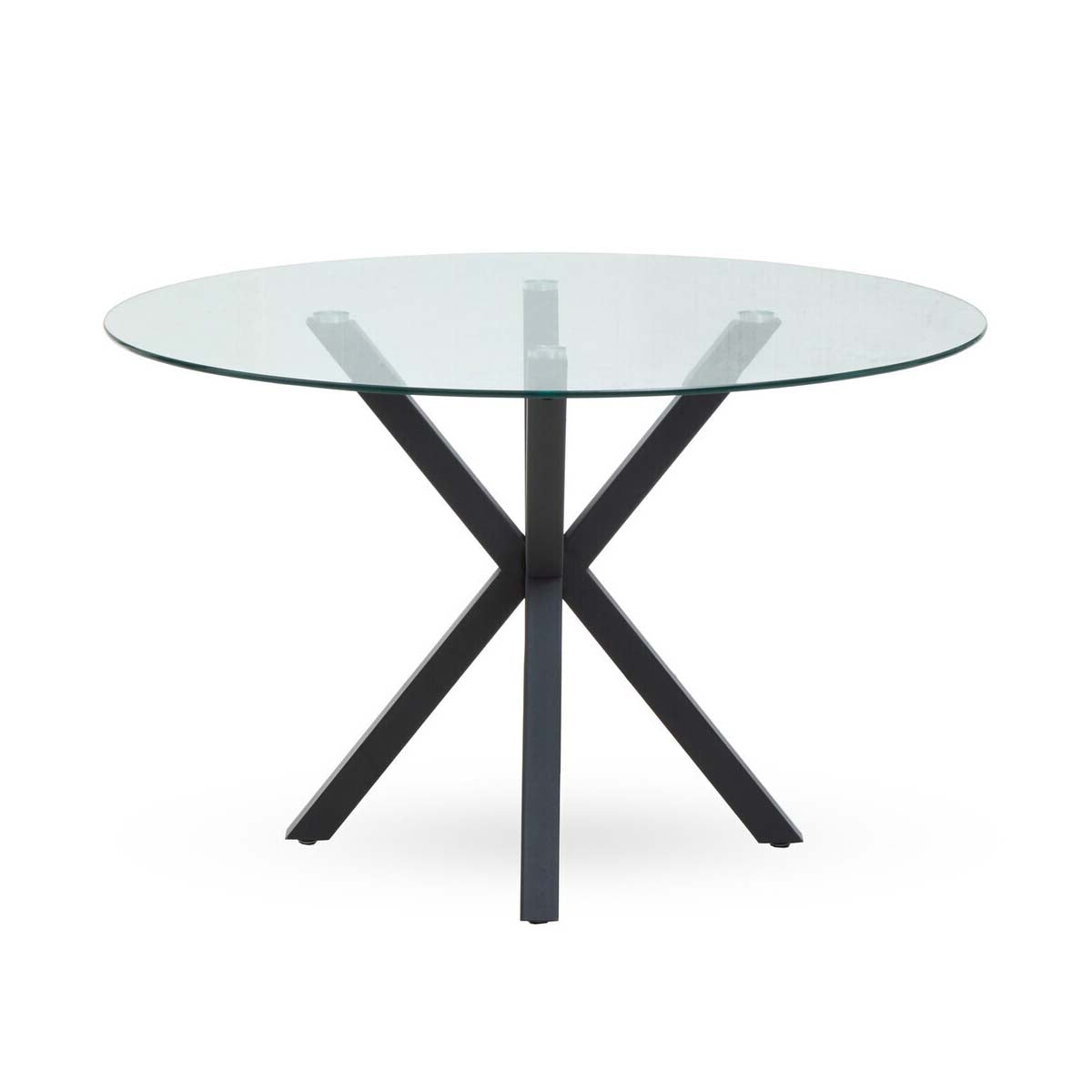 Salford Glass Top Dining Table With Black Metal Legs