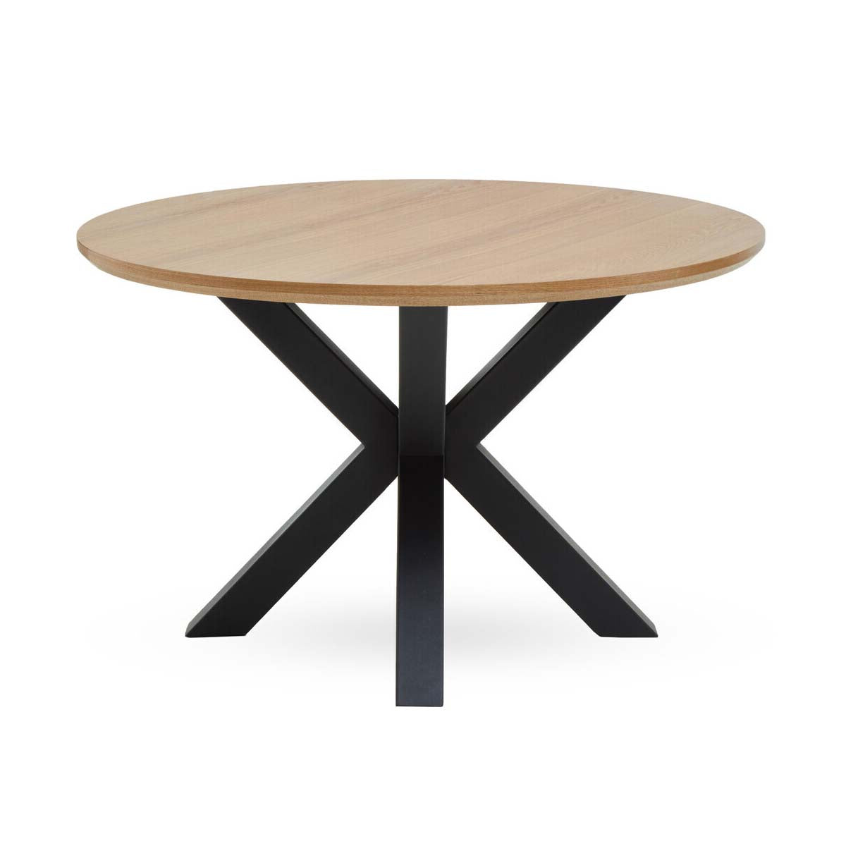 Salford Wood Veneer Top Dining Table With Black Metal Legs
