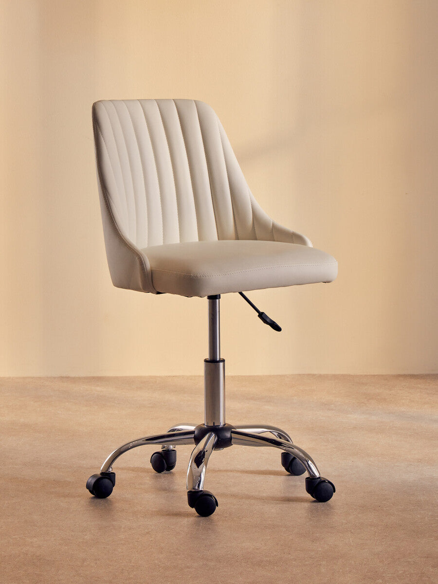 Brent Off White Leather Effect Home Office Chair