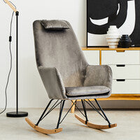 Stockholm Grey Velvet Rocking Chair
