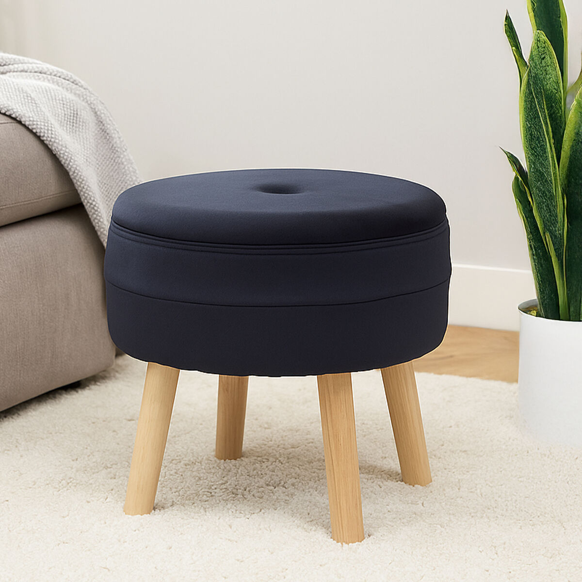 Ivy Black Velvet Stool