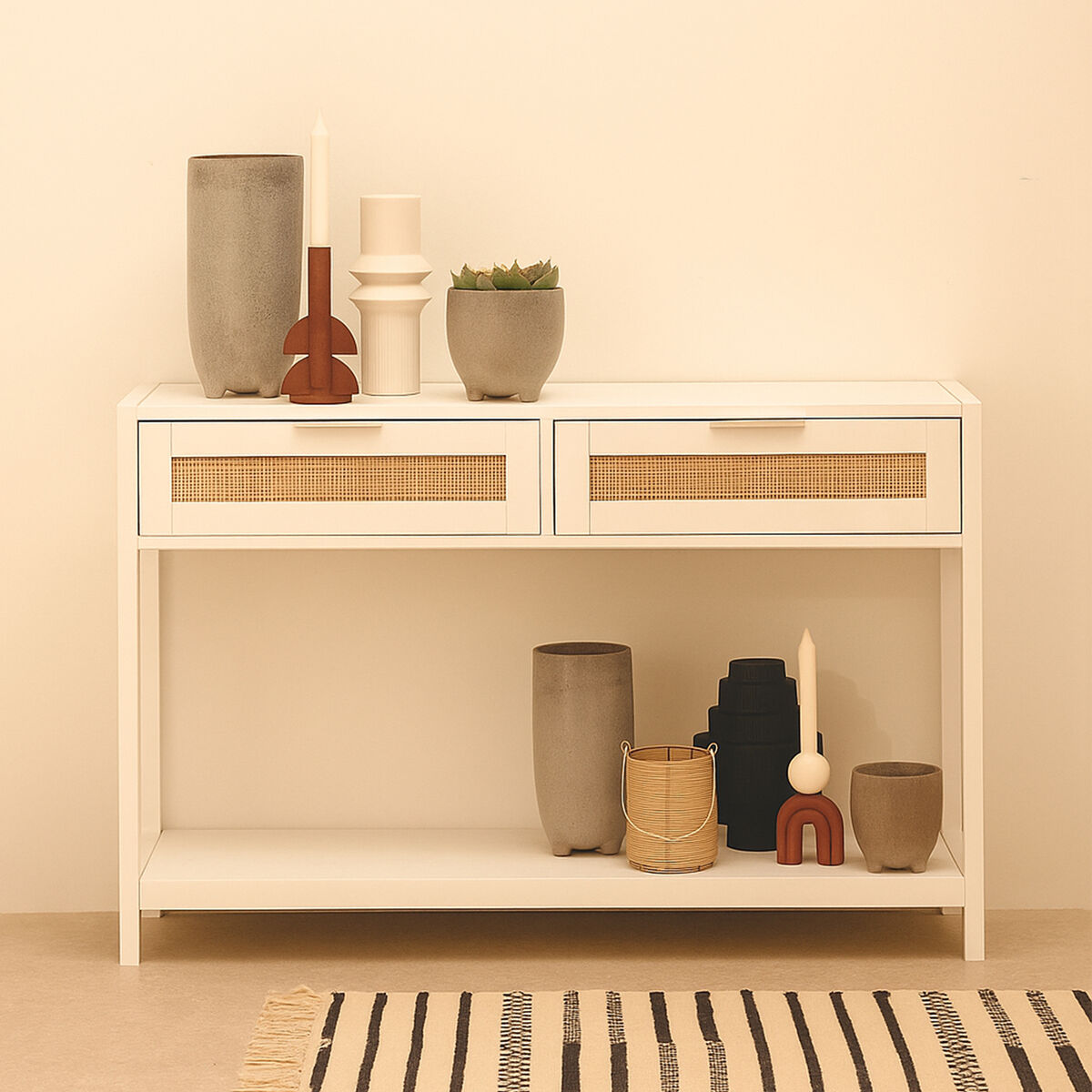 Sherman White Wood Console Table