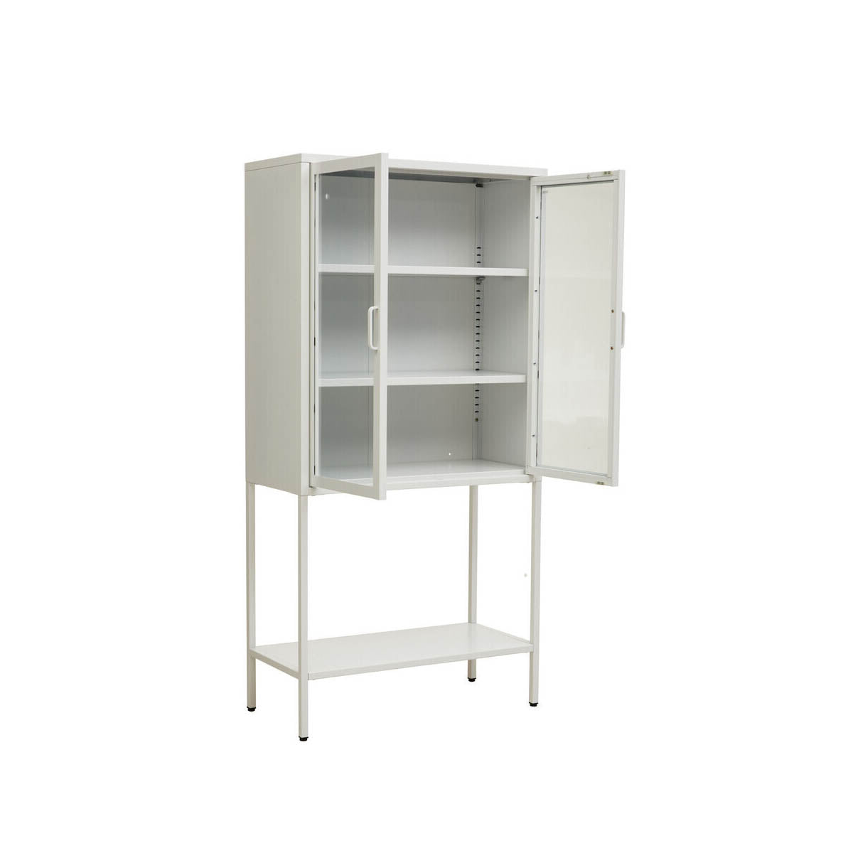 Acier Two Door White Metal Cabinet