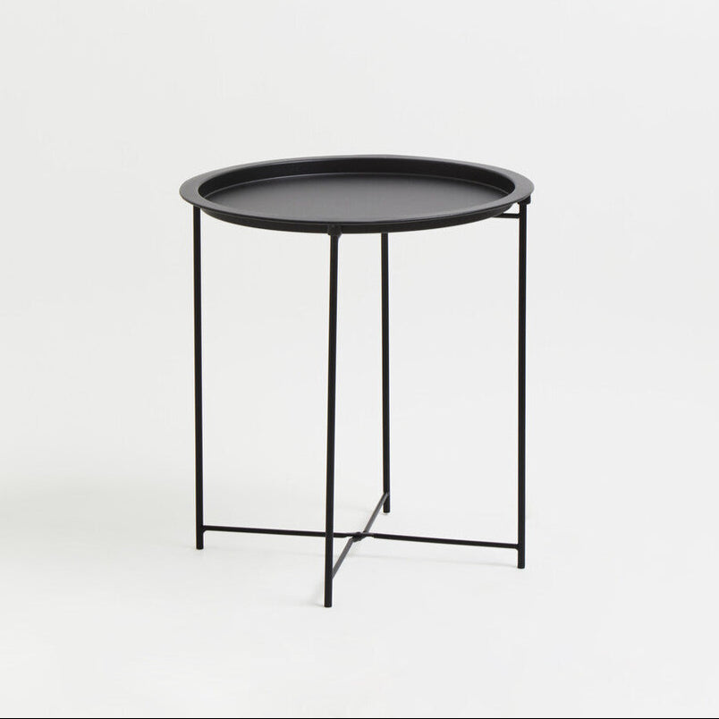 Acero Black Metal Round Side Table