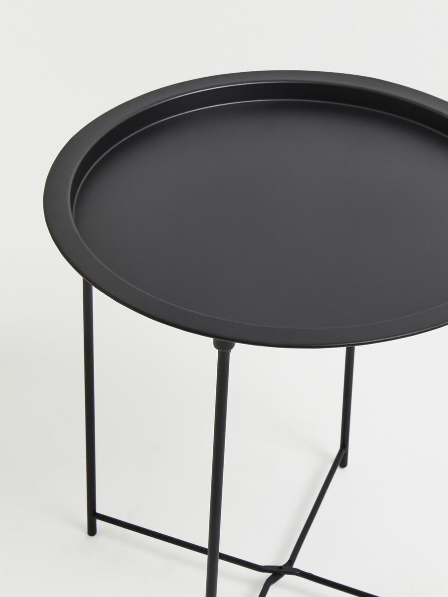Acero Black Metal Round Side Table
