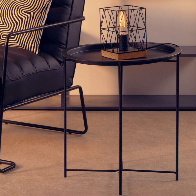 Acero Black Metal Round Side Table