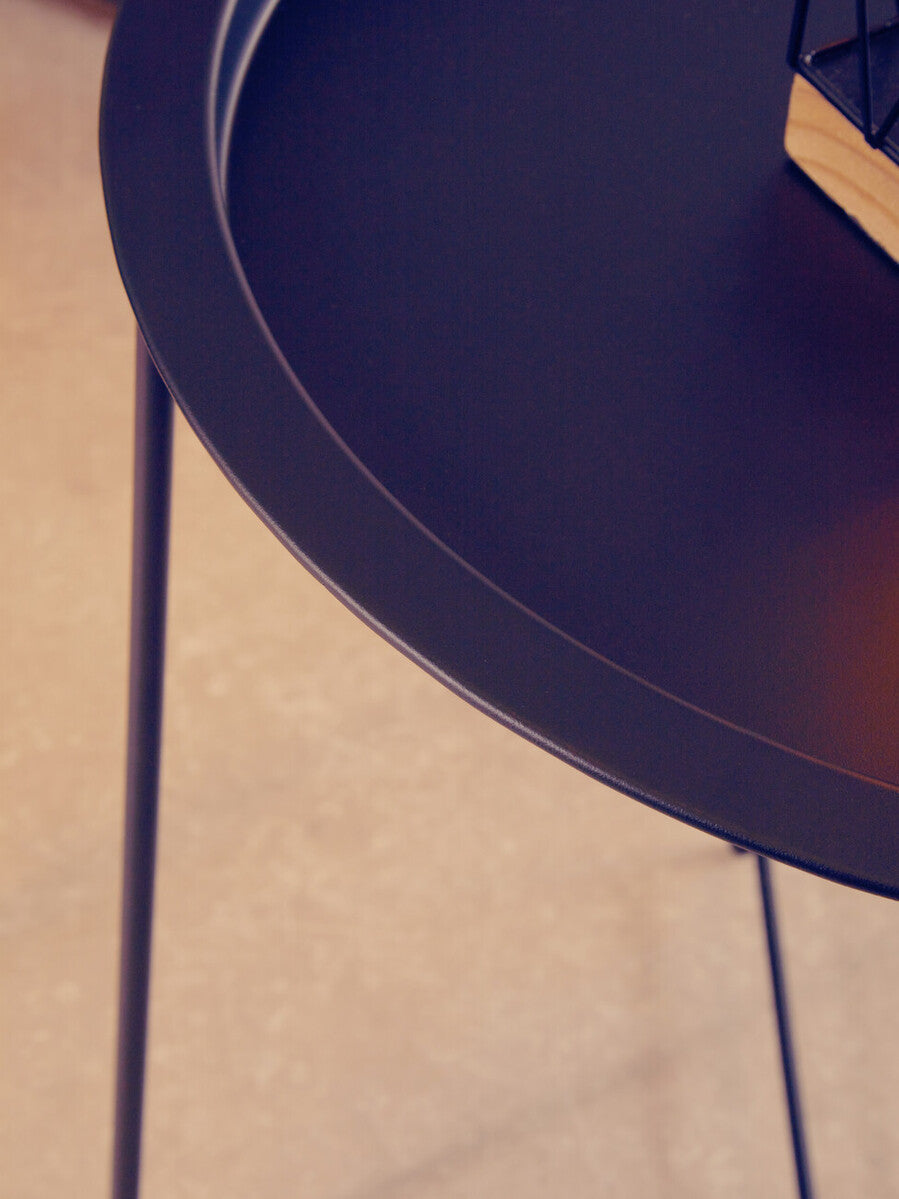 Acero Black Metal Round Side Table