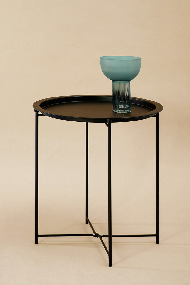 Acero Black Metal Round Side Table