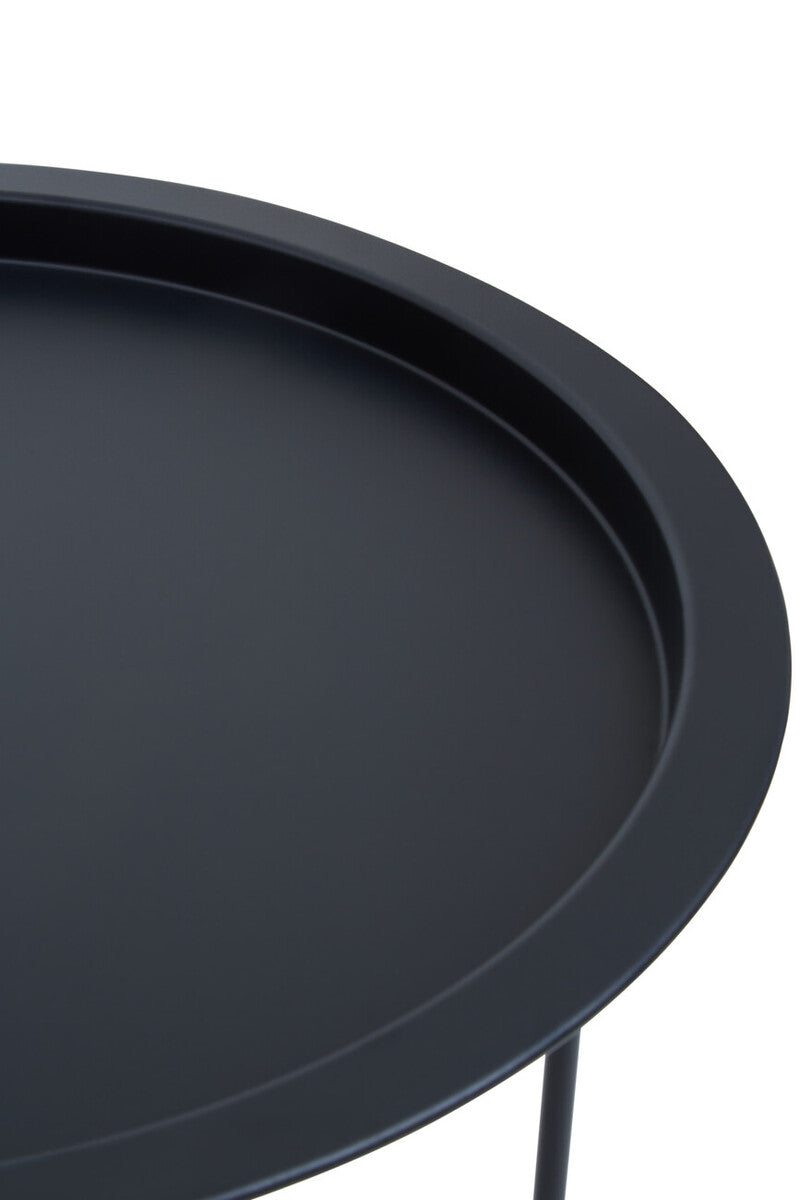 Acero Black Metal Round Side Table
