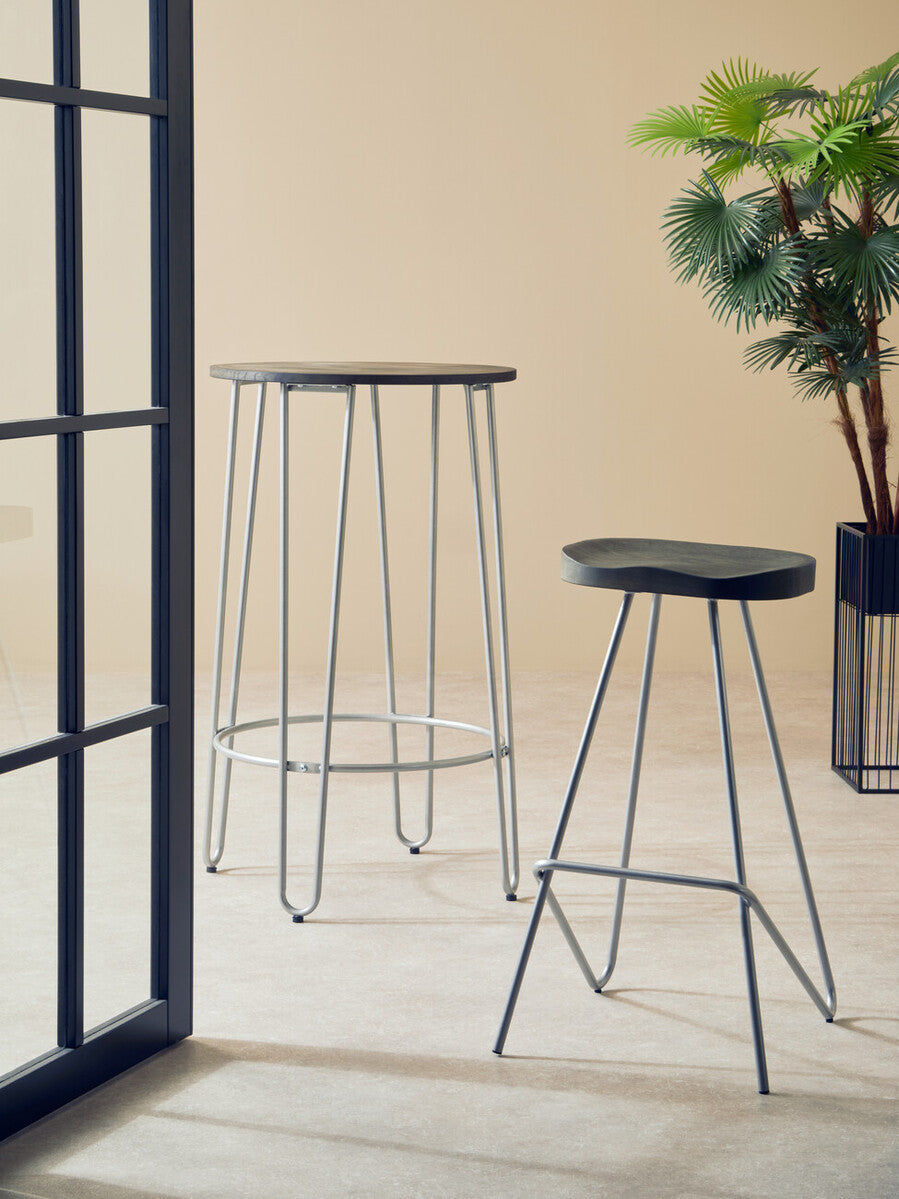 District Silver Metal Frame Bar Stool