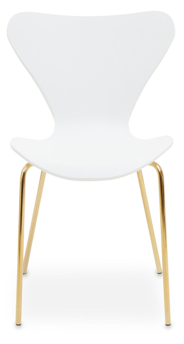 Laila White Seat Dining Chair With Gold Chrome Legs