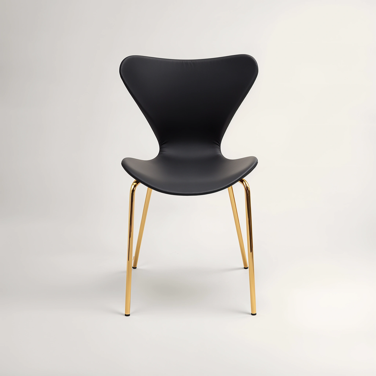 Laila Black Seat Dining Chair With Gold Chrome Legs