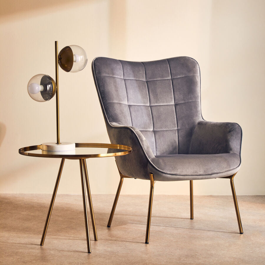 Stockholm Grey Velvet Chair