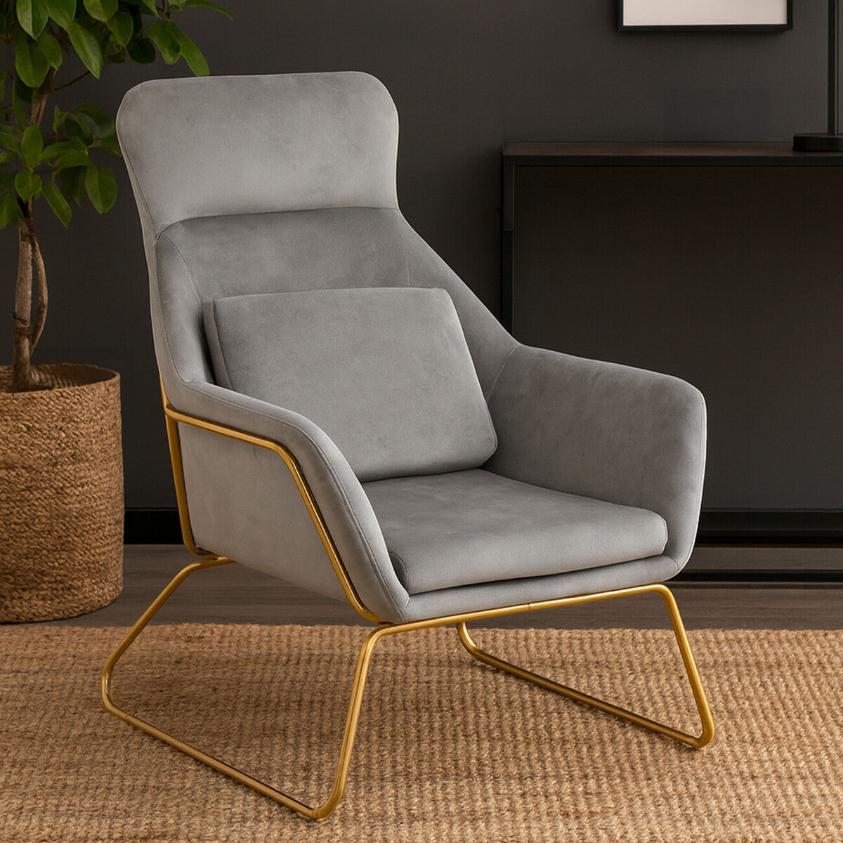 Stockholm Grey Velvet Armchair