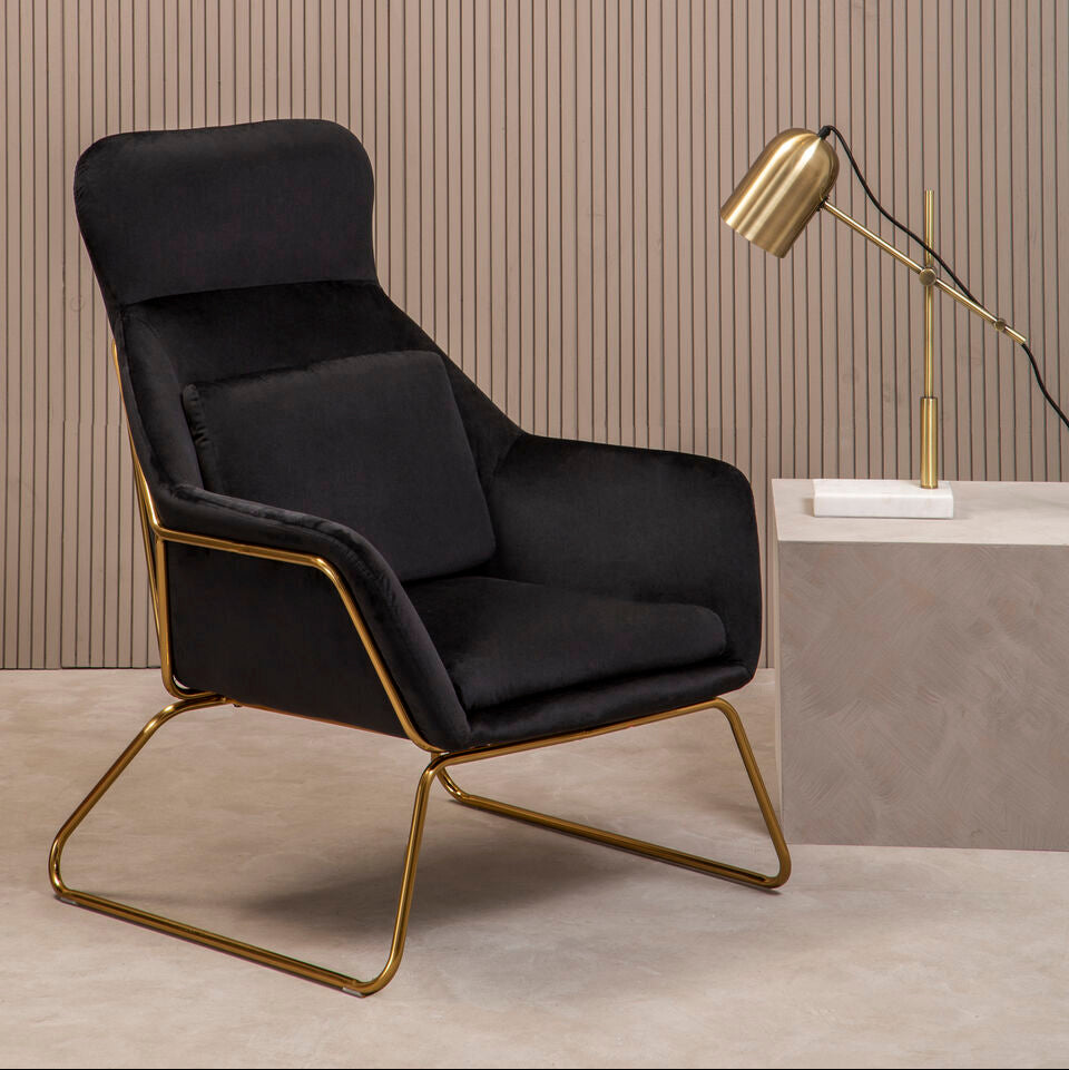 Stockholm Black Velvet Armchair