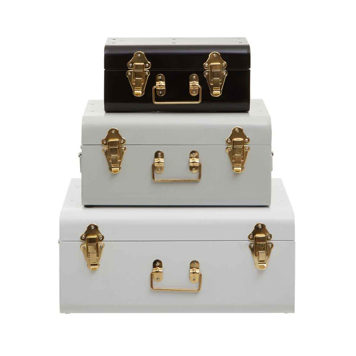 Parley Set Of Three Monochrome Storage Trunks