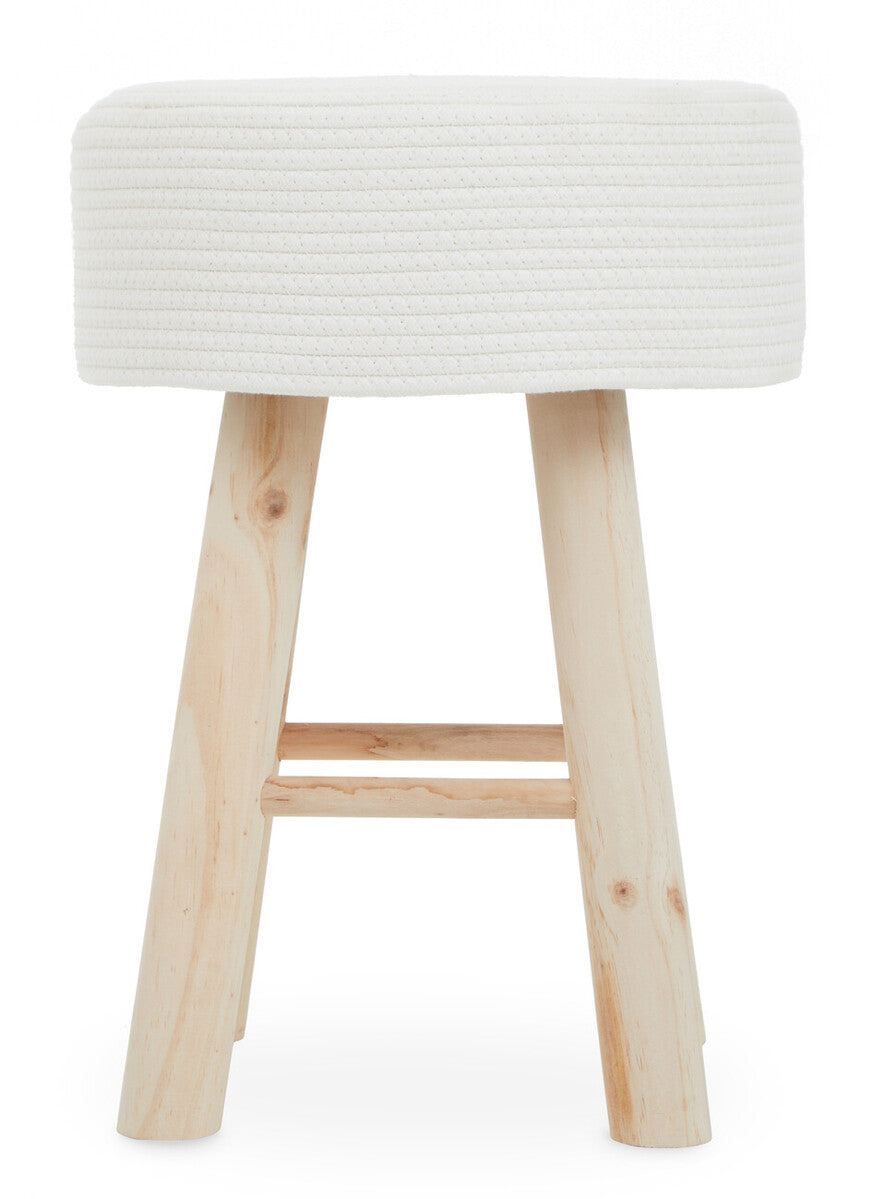 Lentigo White Cotton Rope Stool