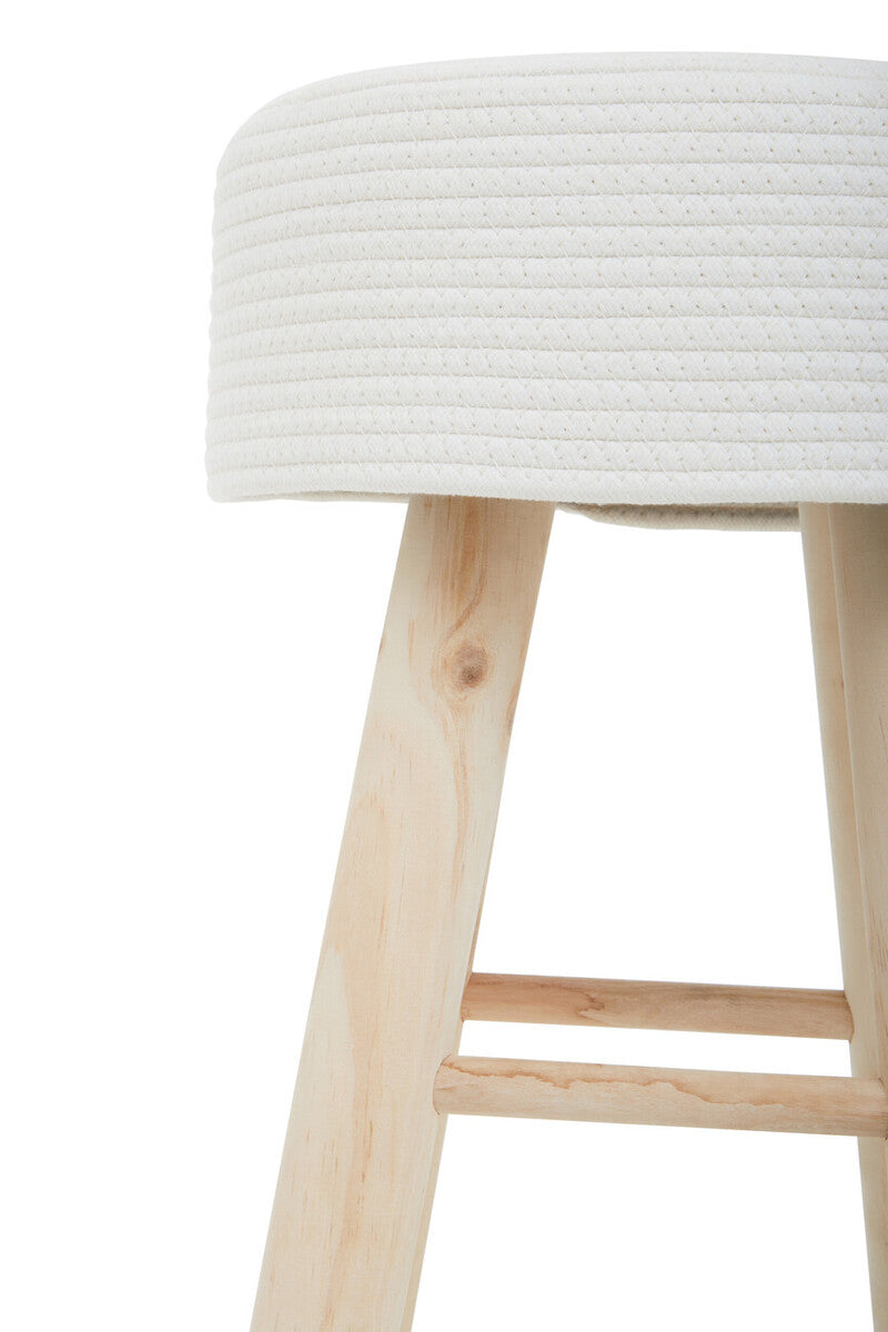 Lentigo White Cotton Rope Stool