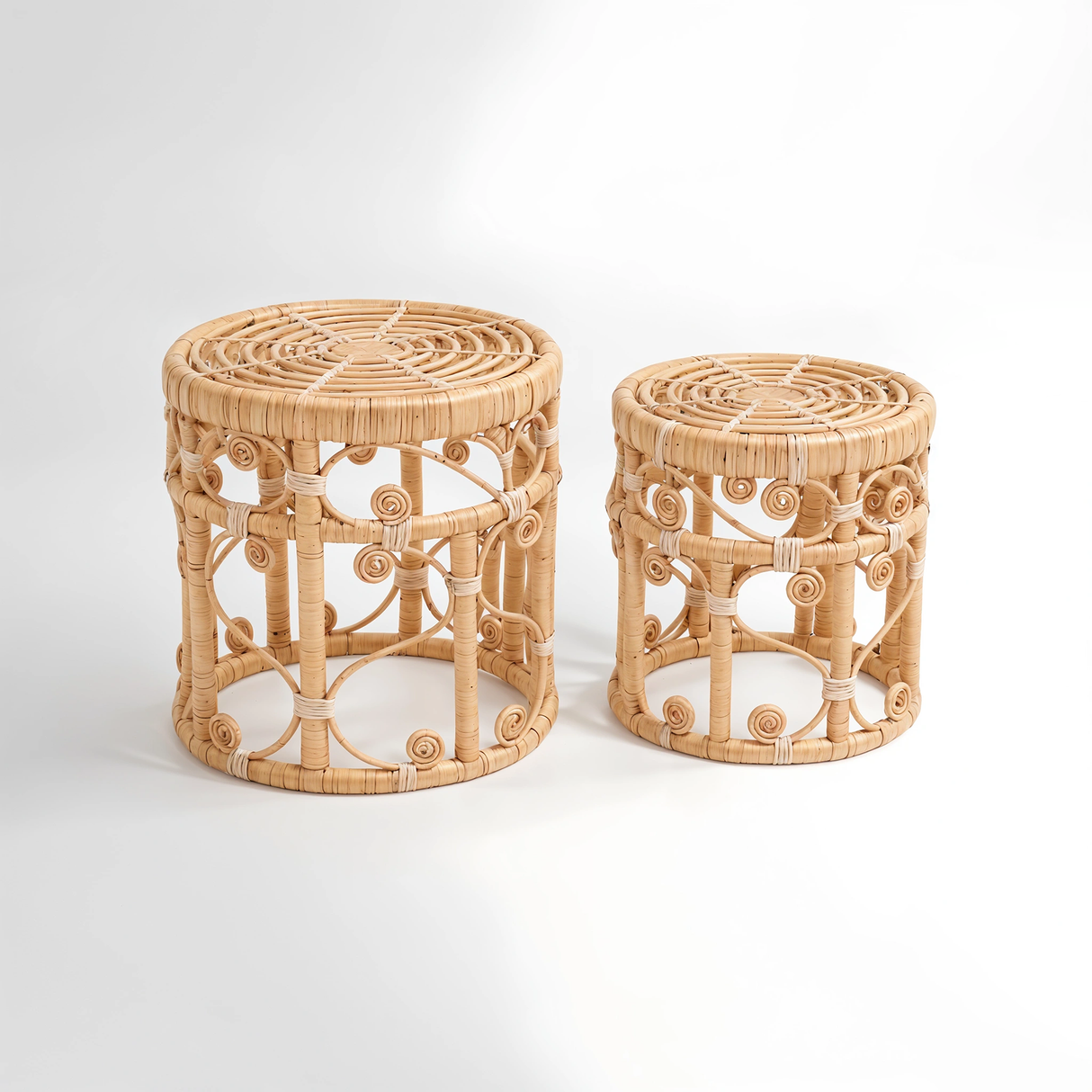 Mataram Set Of Two Natural Rattan Tables