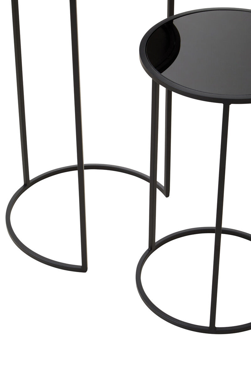 Avento Set Of Two Round Black Plant Stands