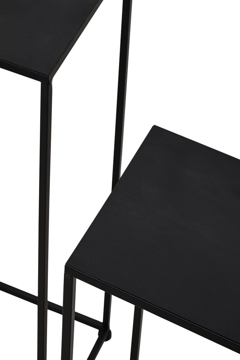 Avento Set Of Three Square Black Plant Stands