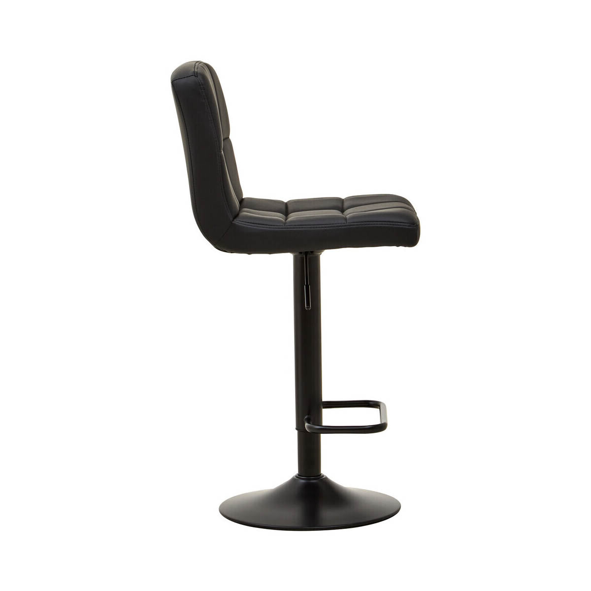 Baina Black Leather Effect Quilted Bar Stool