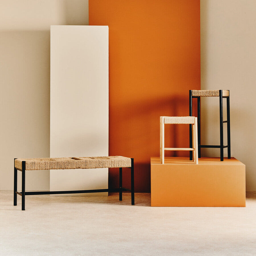 Bandar Natural Rope and Black Wood Bench