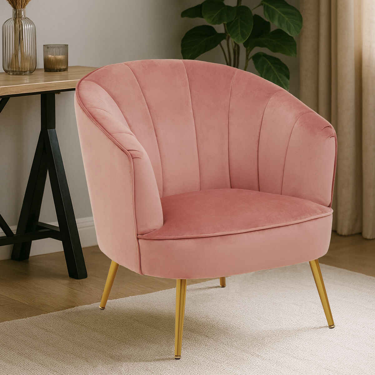 Yolanda Pink Velvet Chair