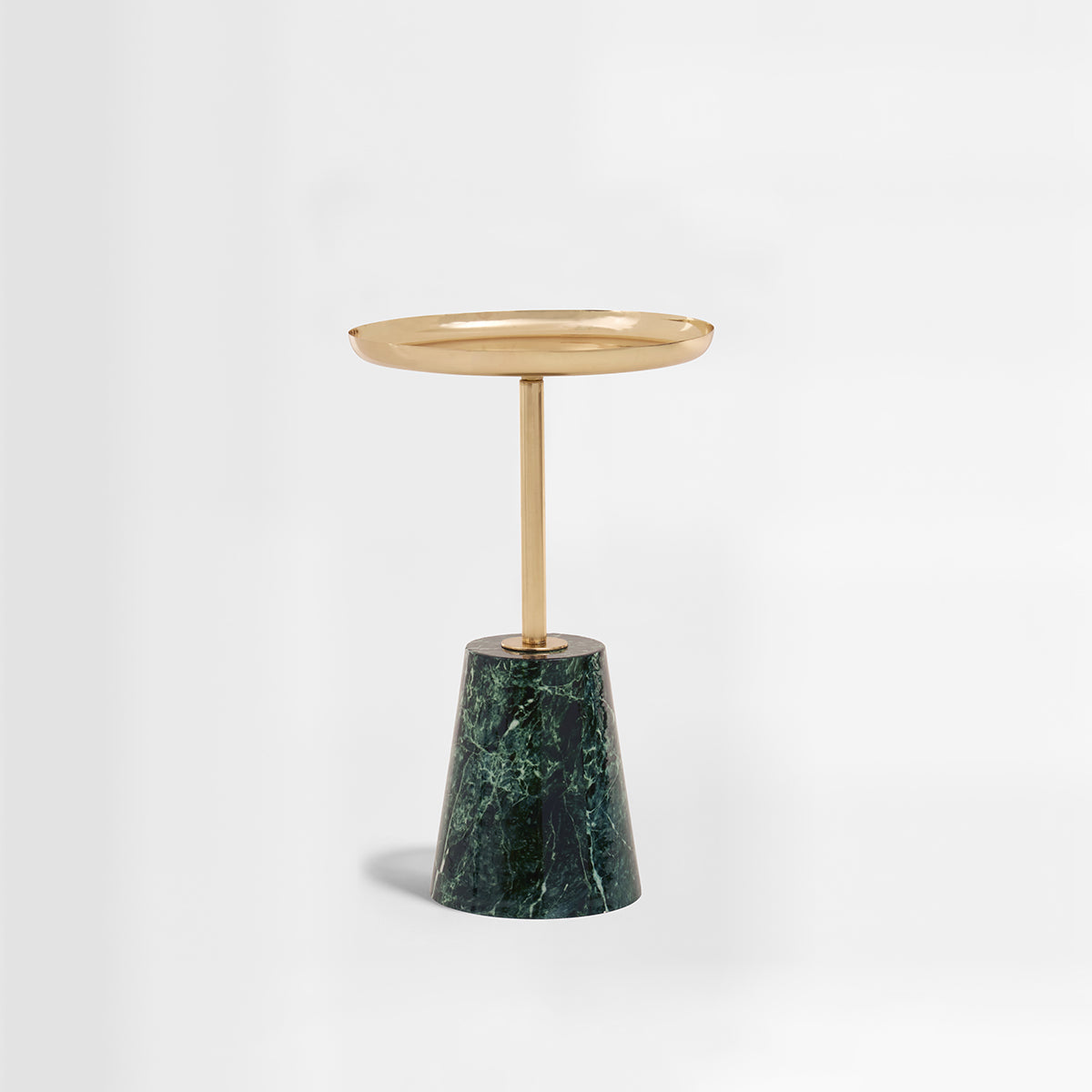 Avola Gold Side Table with Green Marble Effect Base