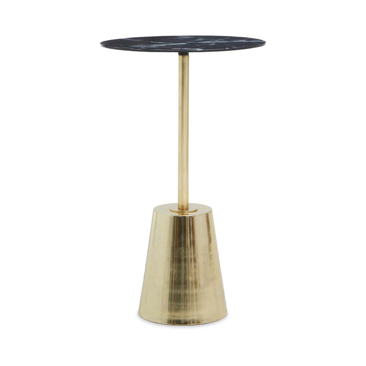 Avola Black Marble Effect Top Gold Base Side Table