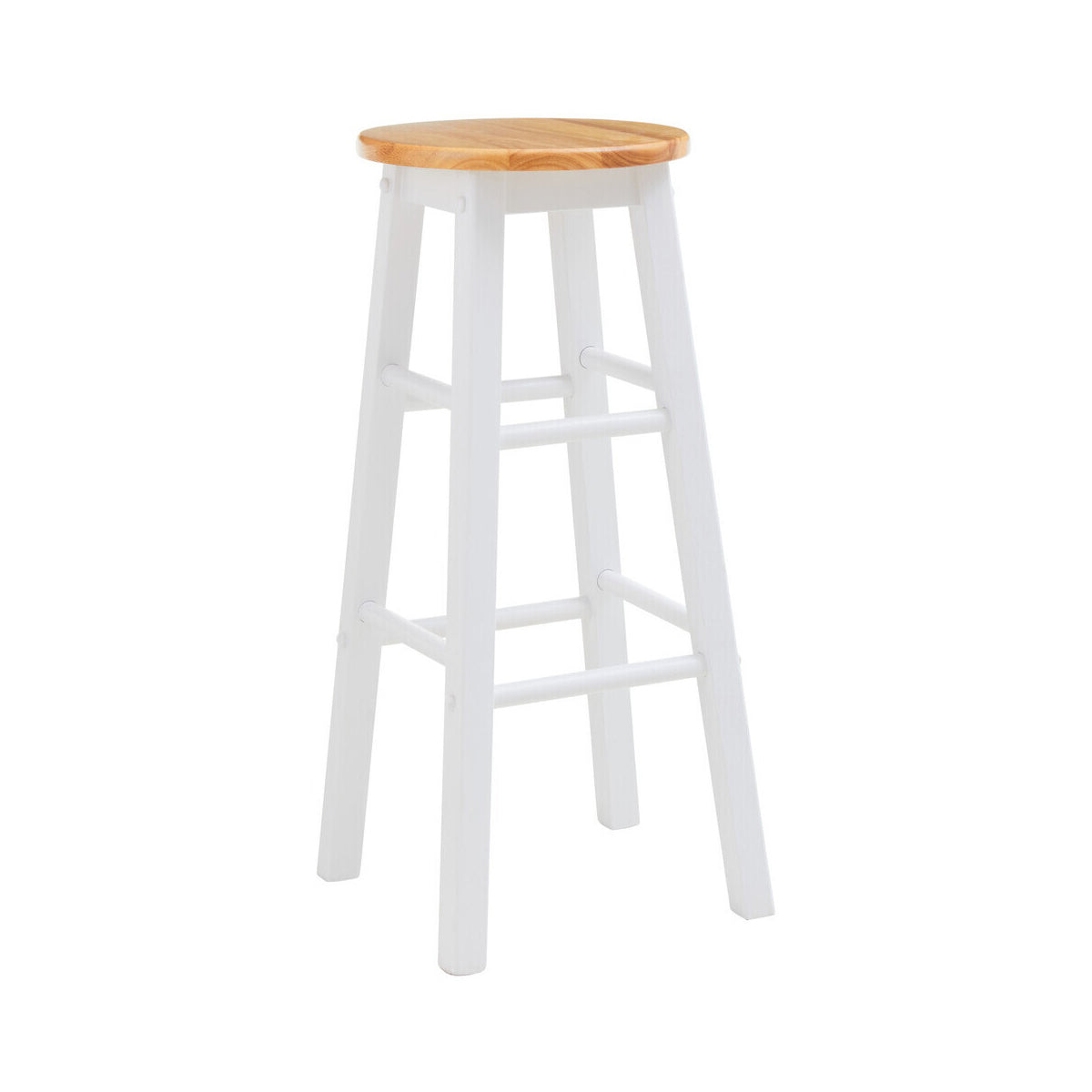 Chester White and Natural Wooden Kitchen/Bar Stool