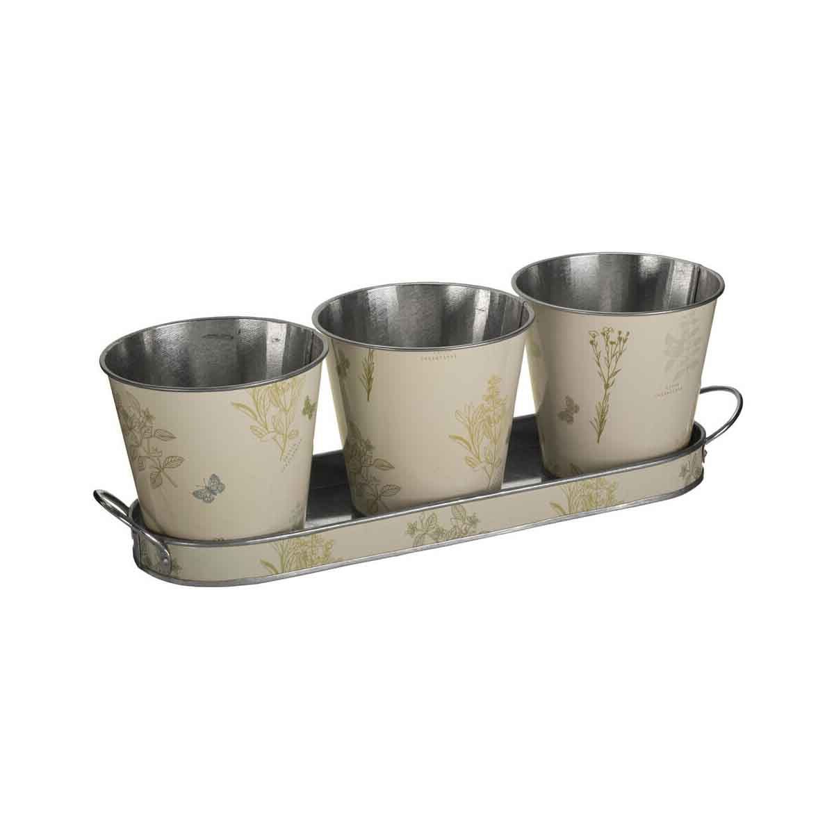 Jardin Set Of Three Pots On Oblong Tray