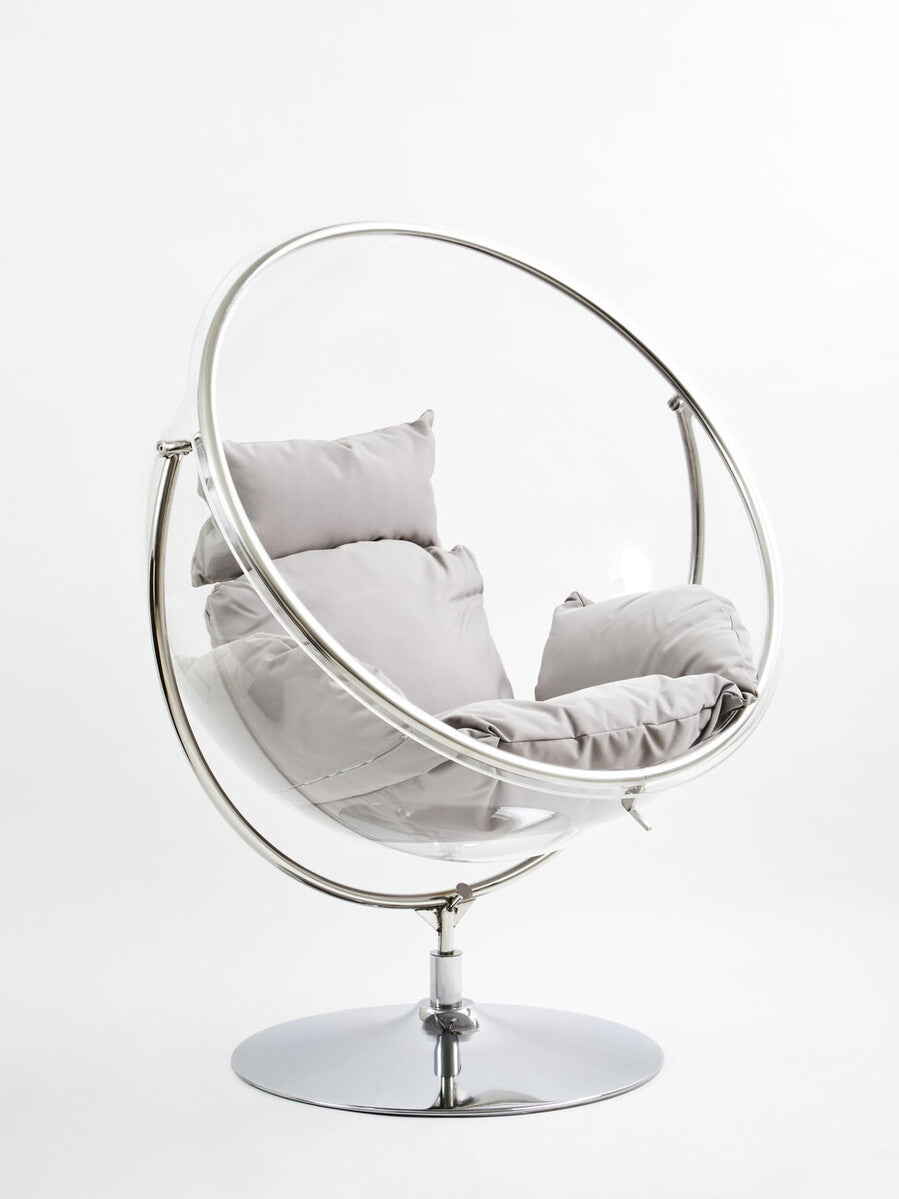 Goa Clear Swing Chair With Grey Cushions
