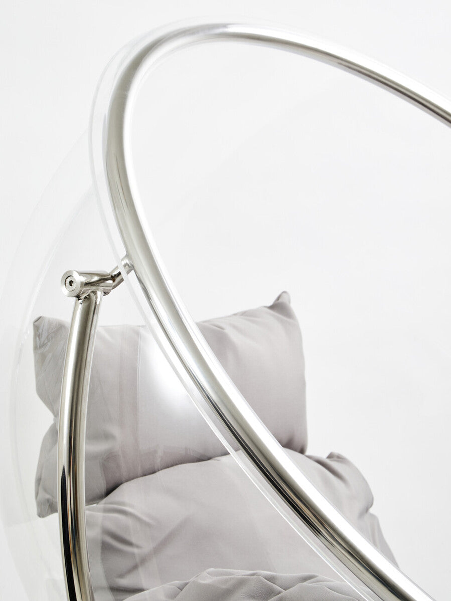 Goa Clear Swing Chair With Grey Cushions